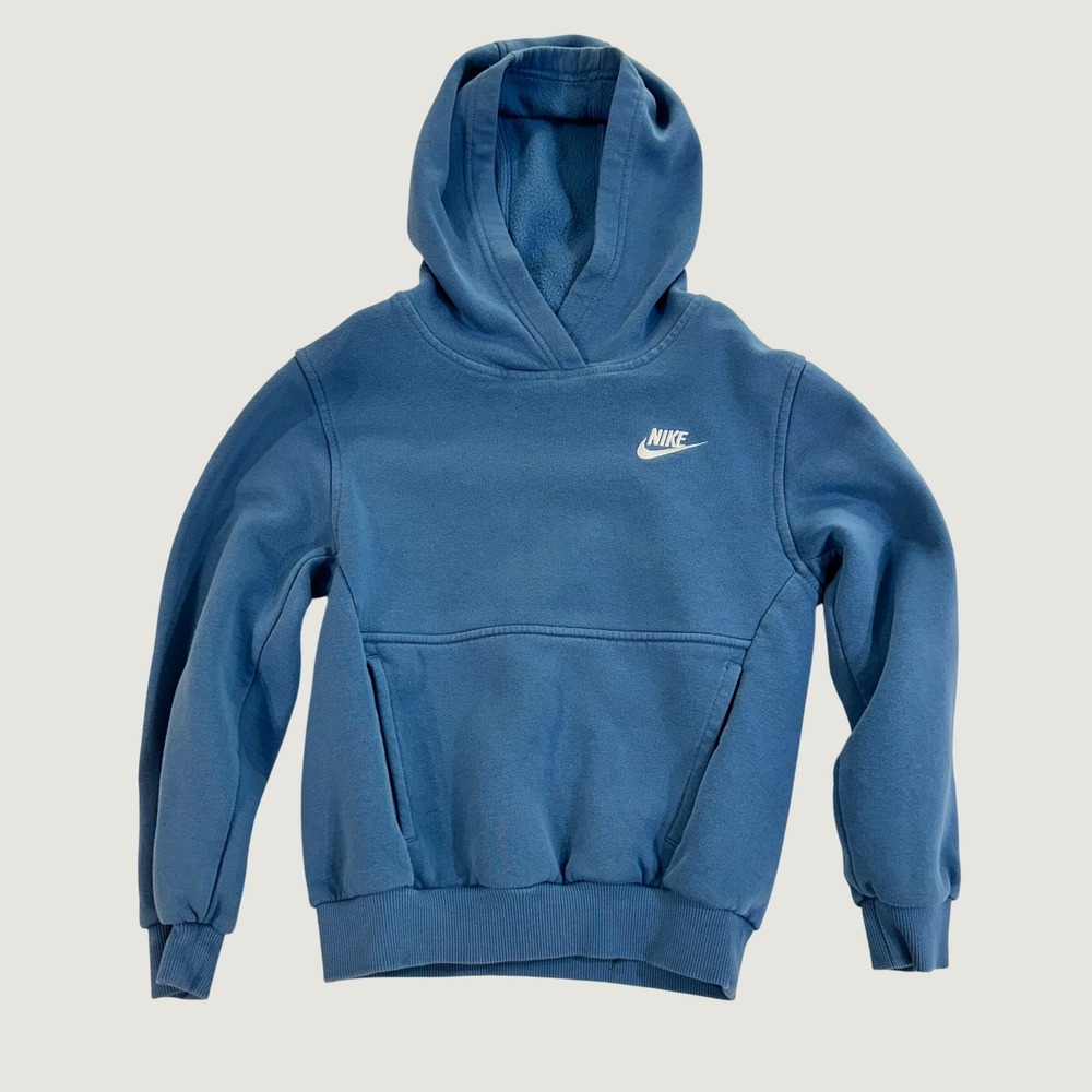 Nike Kids Sportswear Fleece Hoodie Size Small S Blue Pullover Sweatshirt Logo